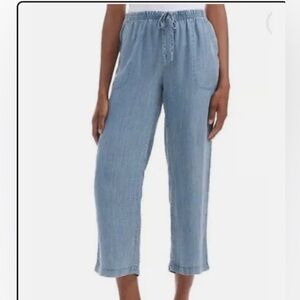 NWT Splendid Women's Cropped Wide Leg Drawstring Pants Blue M